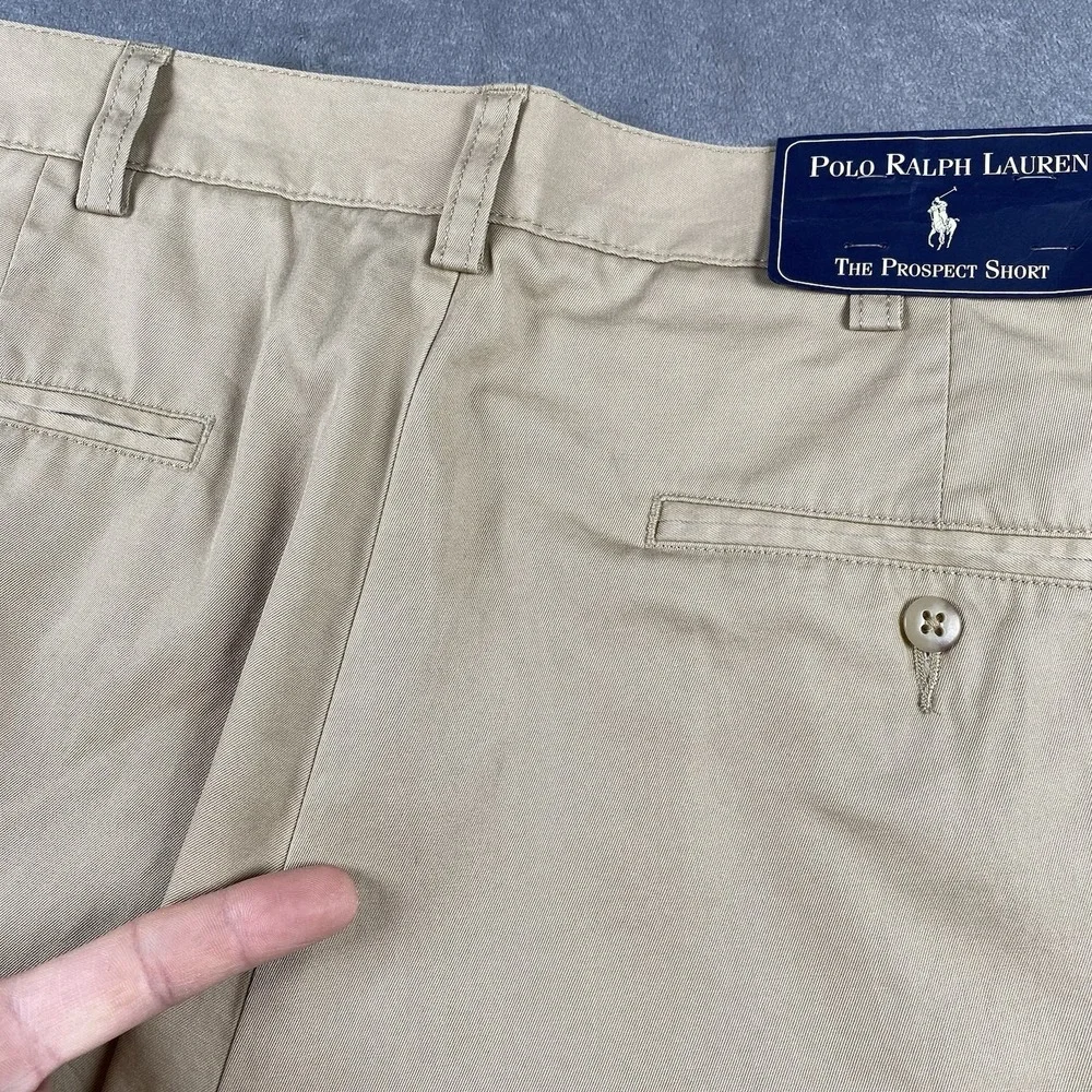 Vintage Polo Ralph Lauren Prospect Shorts Mens Sz 36 Tan Flat Front Chino *READ*